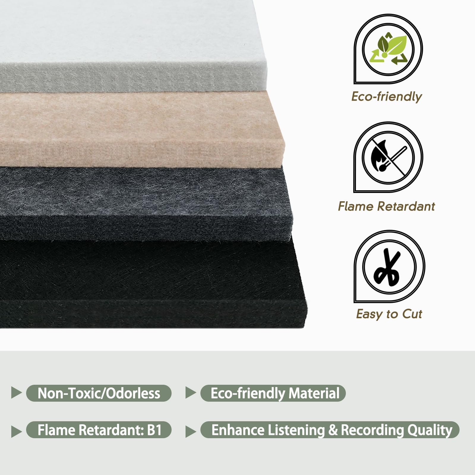 TroyStudio Thickened Acoustic Panels, 16 x 12 x 0.5 Inches Pack of 6 Felt Wall Decor Tiles Sound Absorbing Board, Noise Reverb E